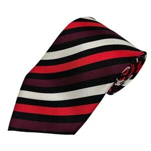 Bijoux Terner Men's Red, Purple Striped Handmade 100% Silk Tie